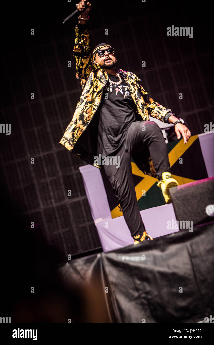 The jamaican rapper Sean Paul pictured on stage as he performs live at