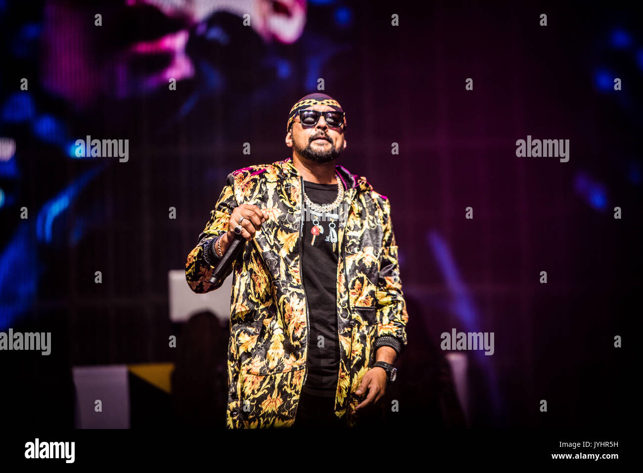 The jamaican rapper Sean Paul pictured on stage as he performs live at
