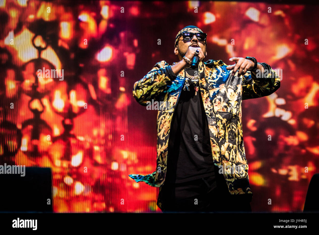 The jamaican rapper Sean Paul pictured on stage as he performs live at