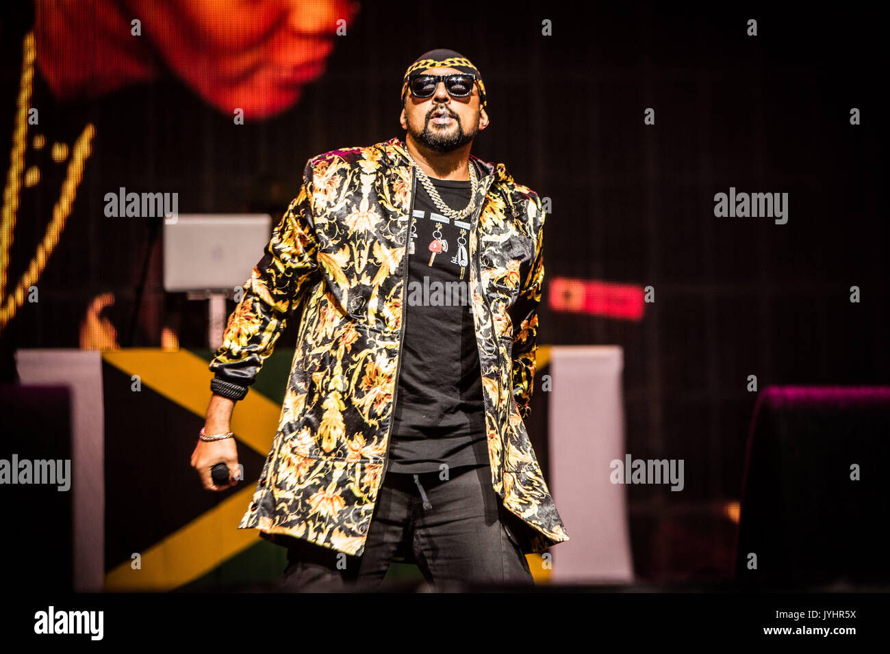 The jamaican rapper Sean Paul pictured on stage as he performs live at