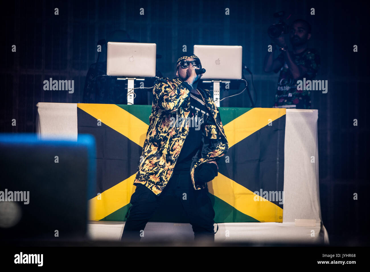 The jamaican rapper Sean Paul pictured on stage as he performs live at