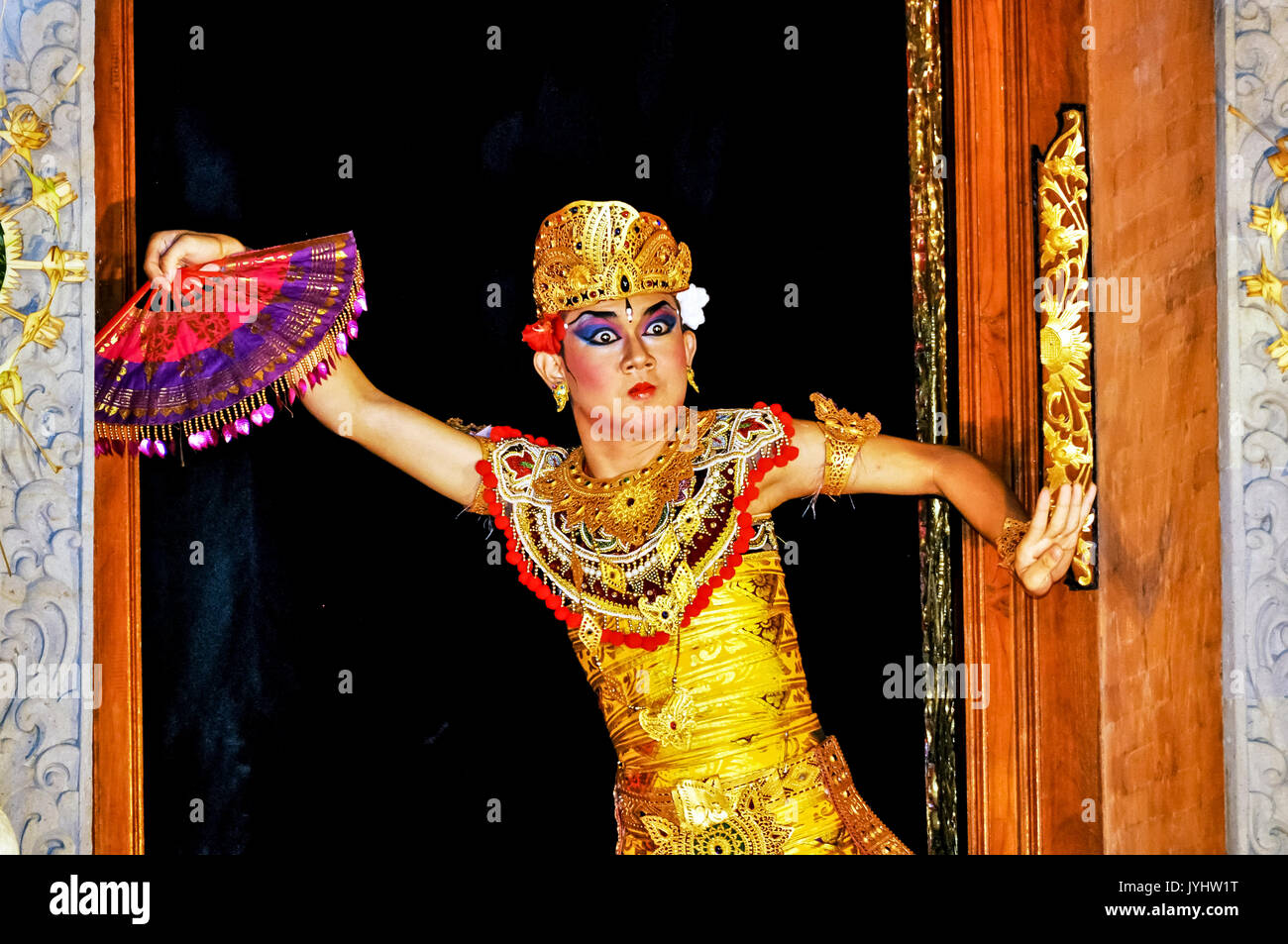 Asia, South-East Asia, Indonesia, Bali. Ubud. A dancer Performing The legong Tantri Dance. Stock Photo