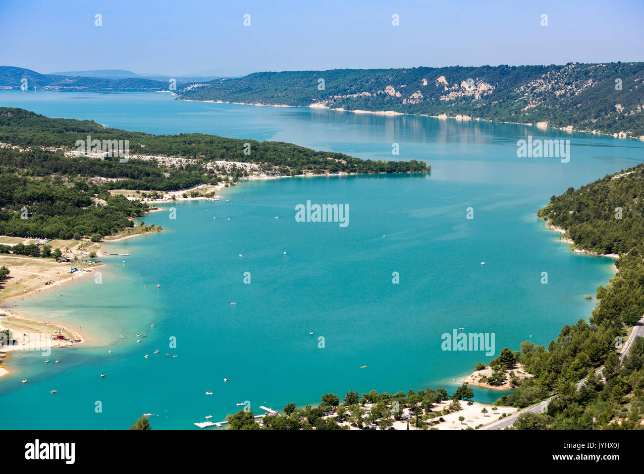 Paddle boats on Lac de SainteCroix. MoustiersSainteMarie, Alpesde