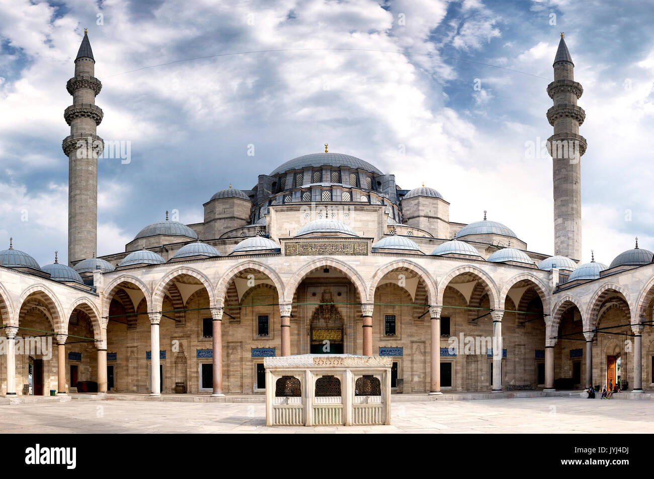 Courtyard of Suleymaniye Mosque, Istanbul, Turkey Stock Photo