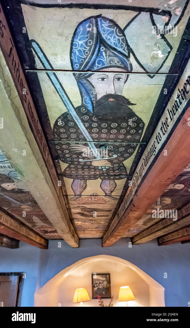 Painted ceiling in Crathes Castle, Banchory, Aberdeenshire, Scotland, UK Stock Photo