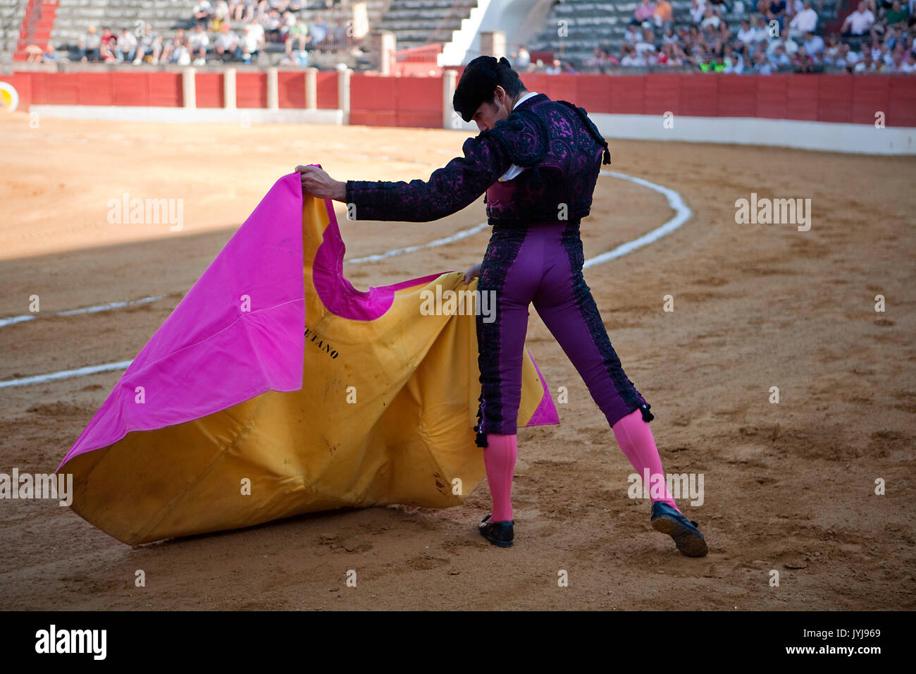 Bullfighter with the Cape before the Bullfight, Spain Stock Photo
