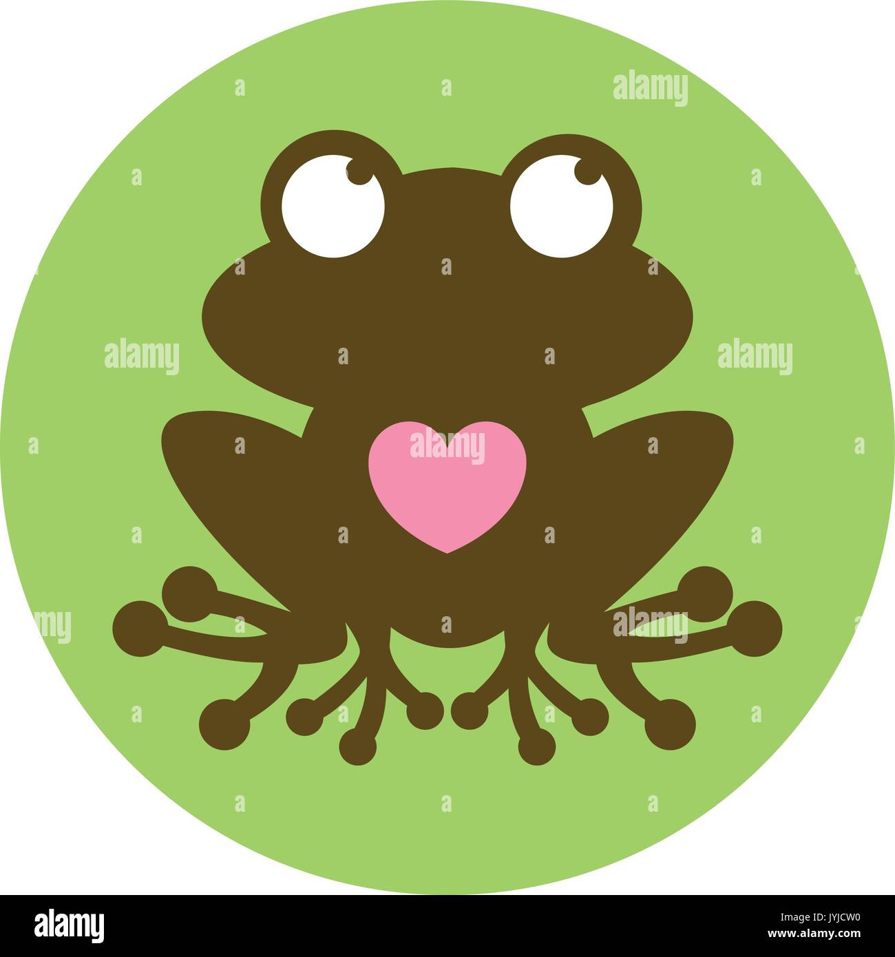 Cartoon Frog with Valentine Heart in Silhouette Vector Illustration ...