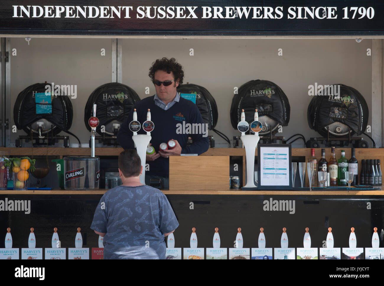 Harveys Brewers stand on the seafront at Easbourne during Airbourne 2017, Harveys is the oldest independent brewer in Sussex Stock Photo