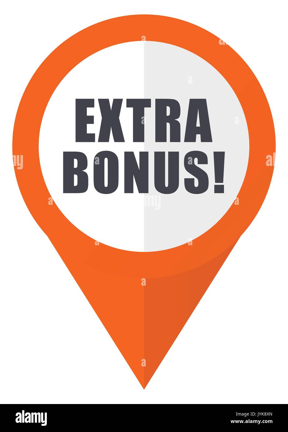 Extra bonus orange pointer vector icon in eps 10 isolated on white background. Stock Vector
