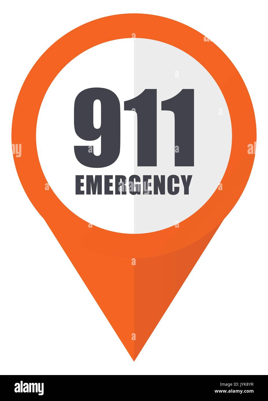 Number emergency 911 orange pointer vector icon in eps 10 isolated on white background. Stock Vector