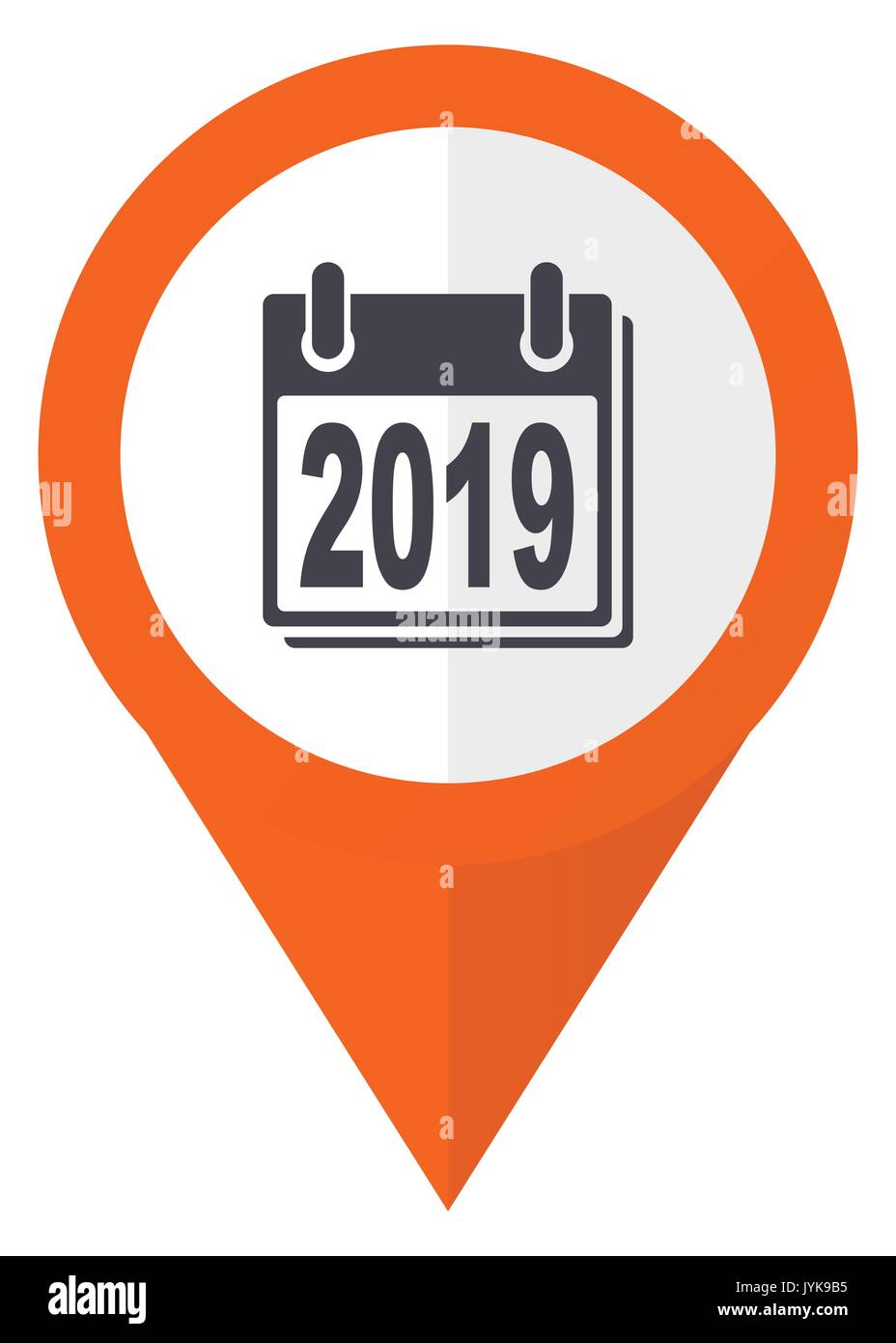 New year 2019 orange pointer vector icon in eps 10 isolated on white background. Stock Vector