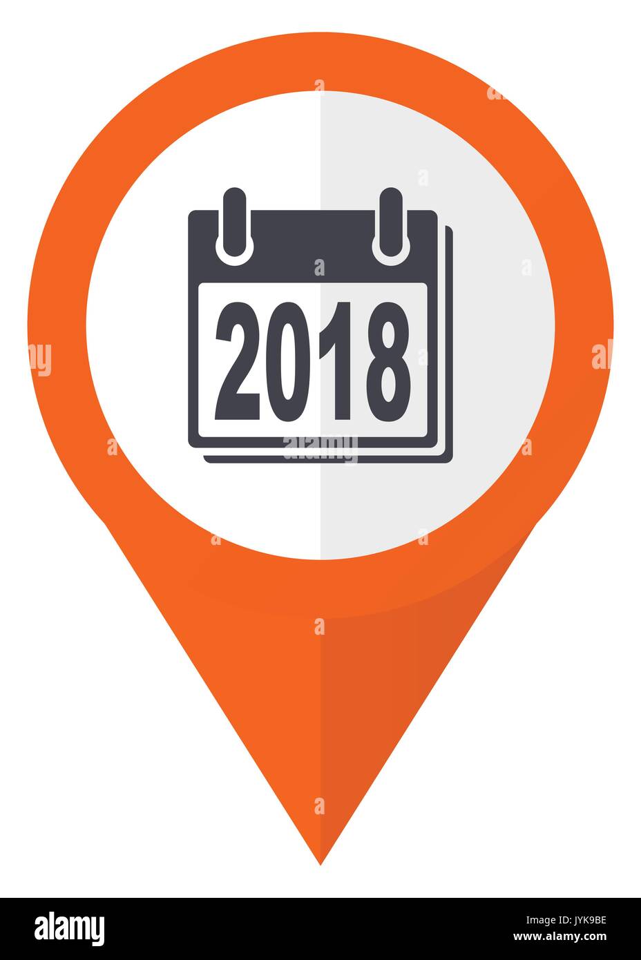 New year 2018 orange pointer vector icon in eps 10 isolated on white background. Stock Vector