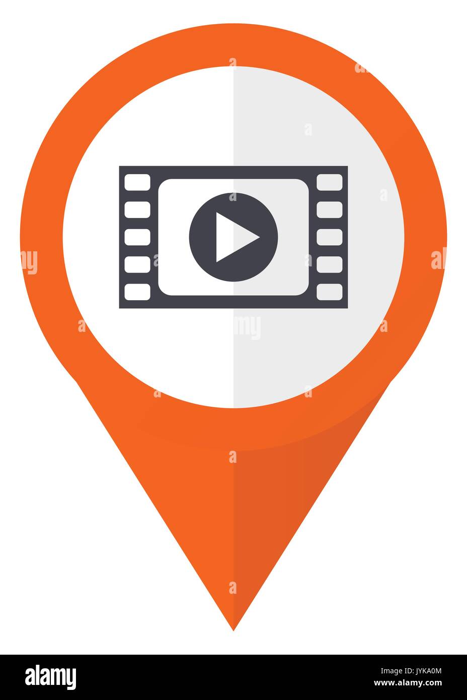 Play video orange pointer vector icon in eps 10 isolated on white background. Stock Vector