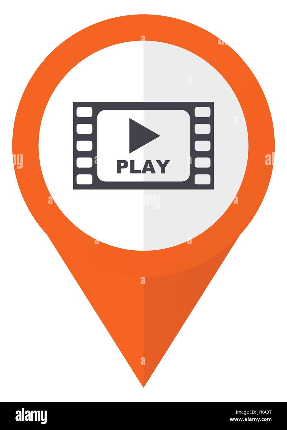 Play video orange pointer vector icon in eps 10 isolated on white background. Stock Vector