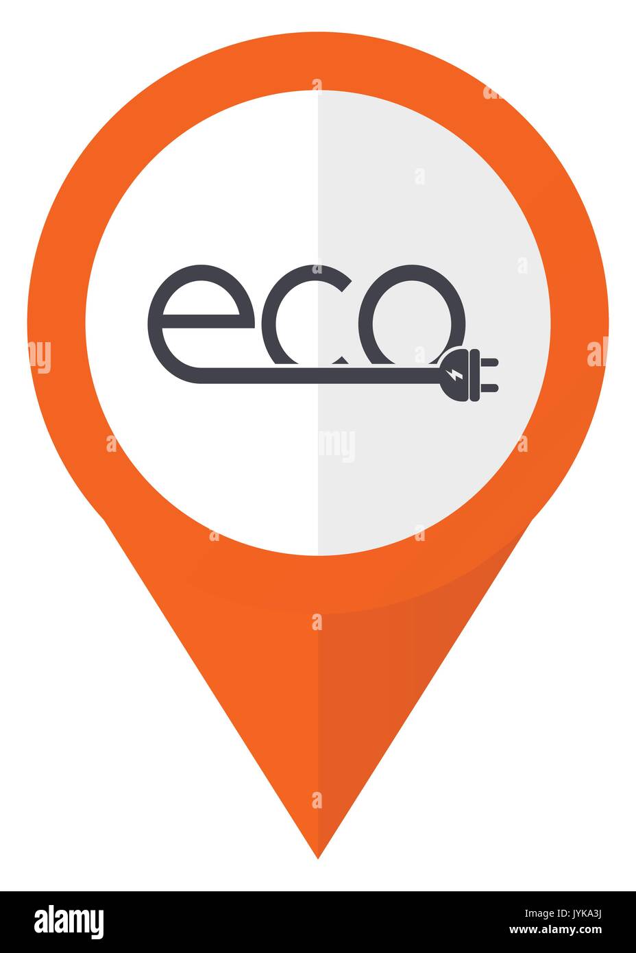 Eco electric plug orange pointer vector icon in eps 10 isolated on white background. Stock Vector