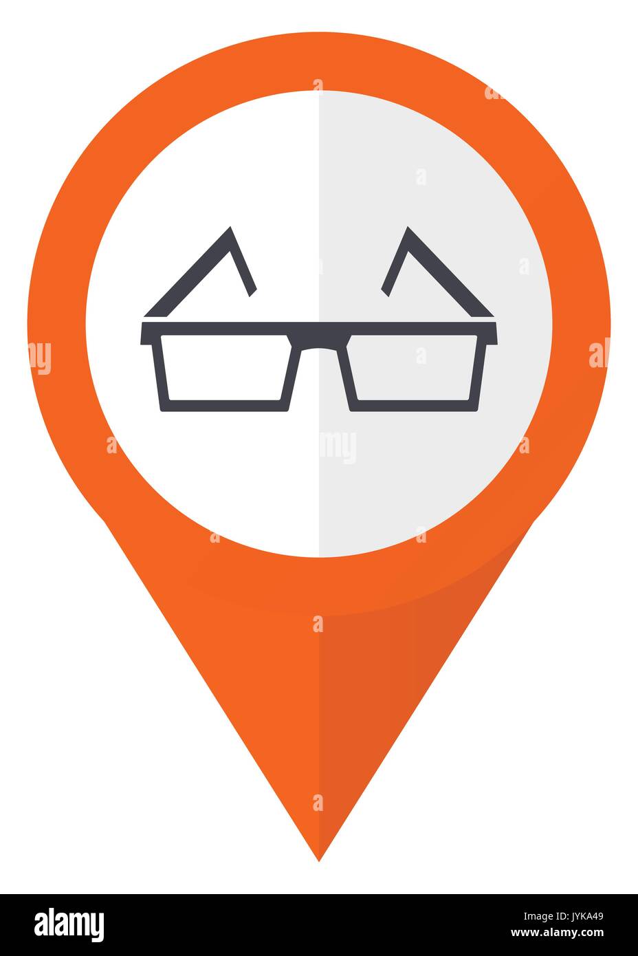 3d glasses orange pointer vector icon in eps 10 isolated on white background. Stock Vector