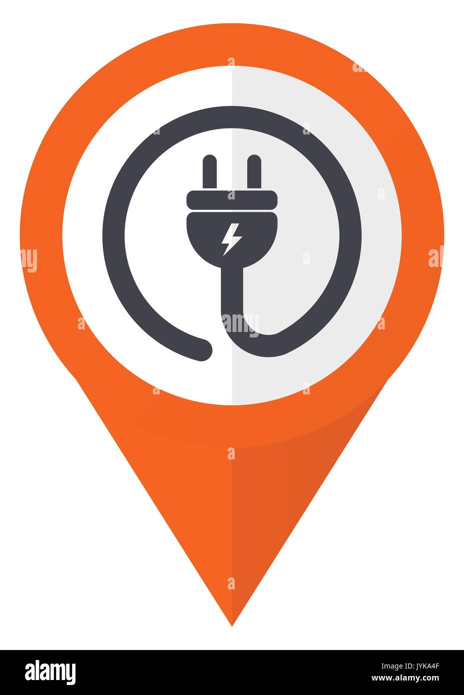 Electric plug orange pointer vector icon in eps 10 isolated on white background. Stock Vector