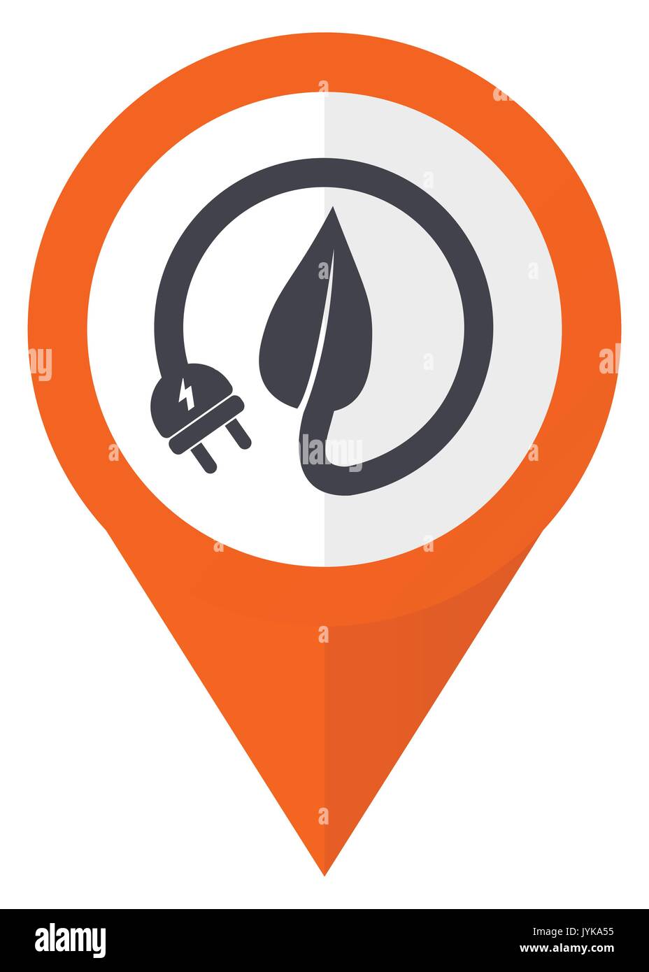 Eco electric plug orange pointer vector icon in eps 10 isolated on white background. Stock Vector