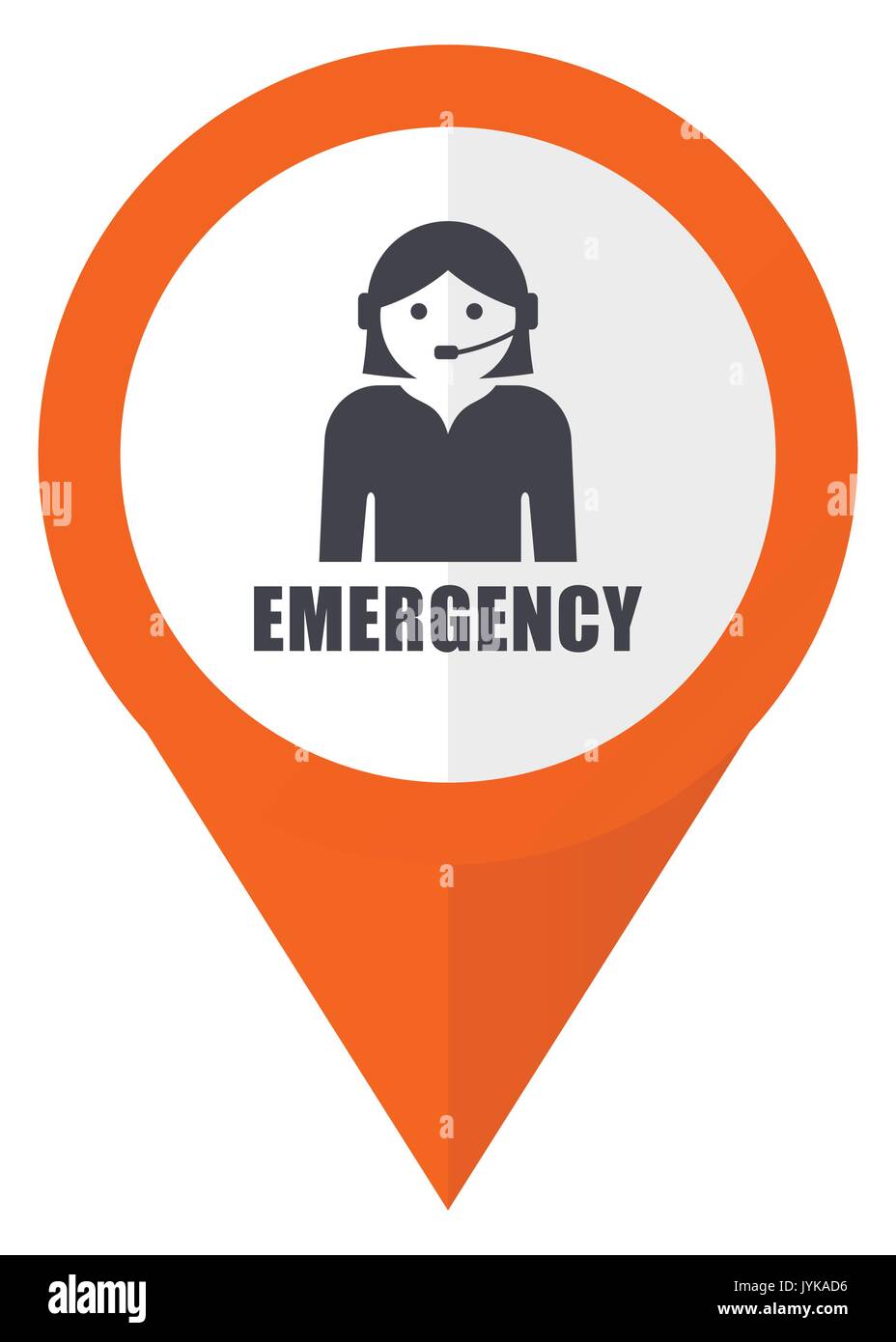 Emergency orange pointer vector icon in eps 10 isolated on white background. Stock Vector