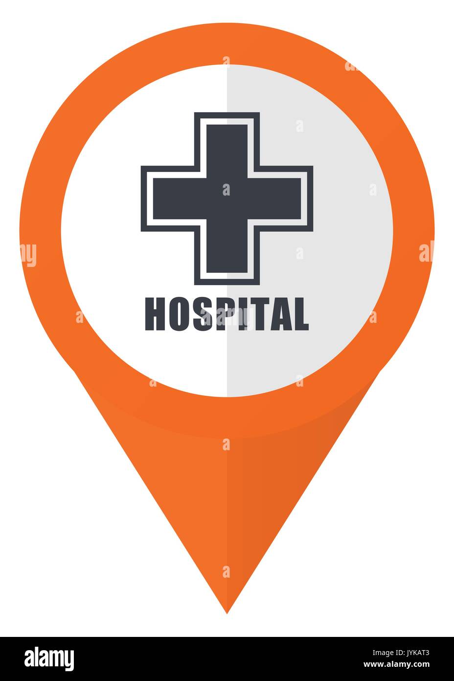 Hospital orange pointer vector icon in eps 10 isolated on white background. Stock Vector