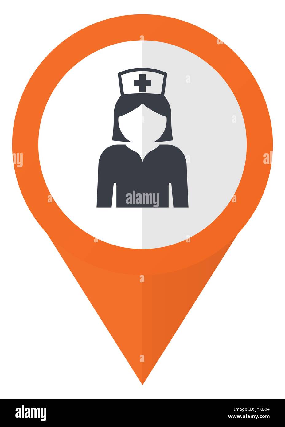 Nurse orange pointer vector icon in eps 10 isolated on white background. Stock Vector