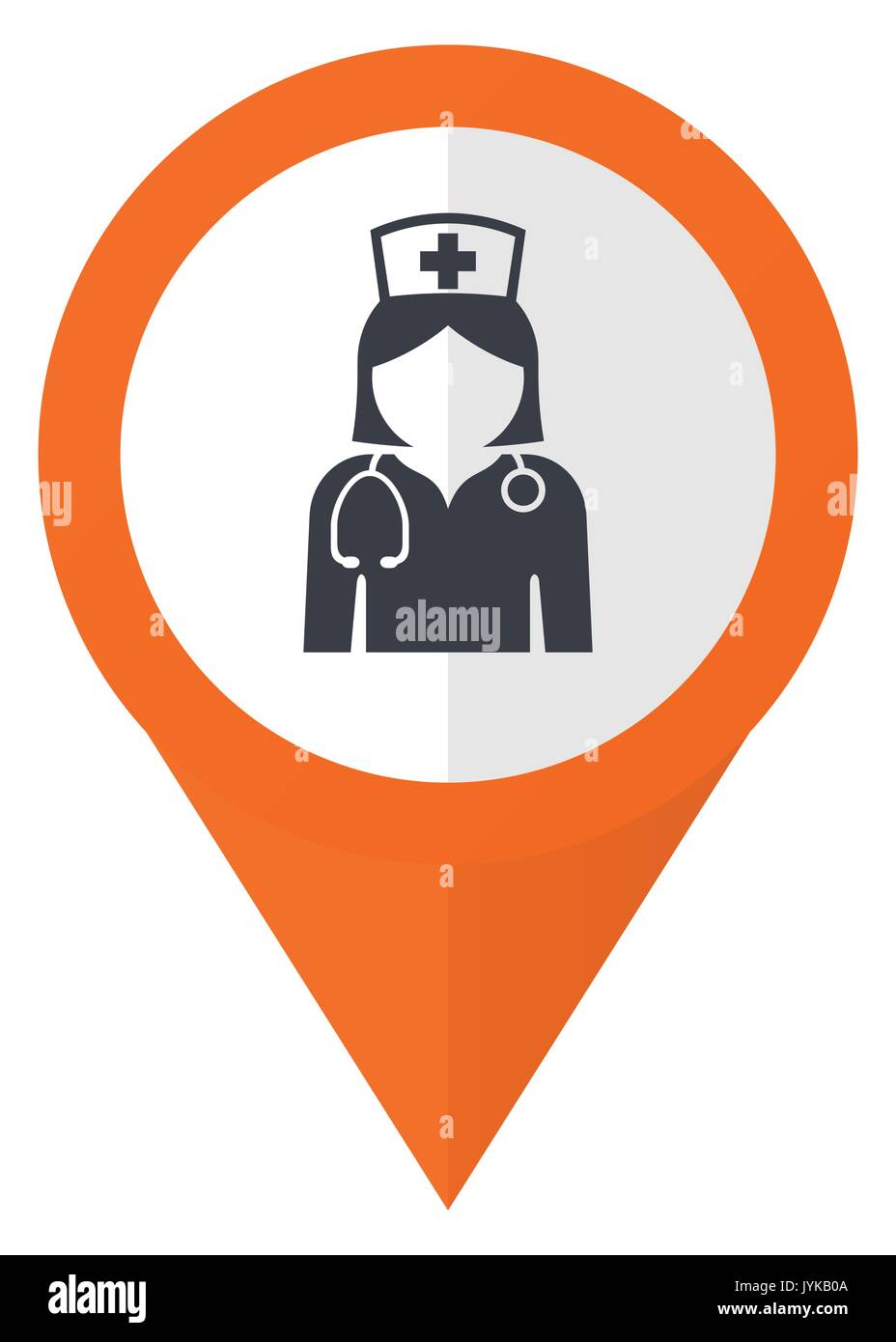 Nurse orange pointer vector icon in eps 10 isolated on white background. Stock Vector