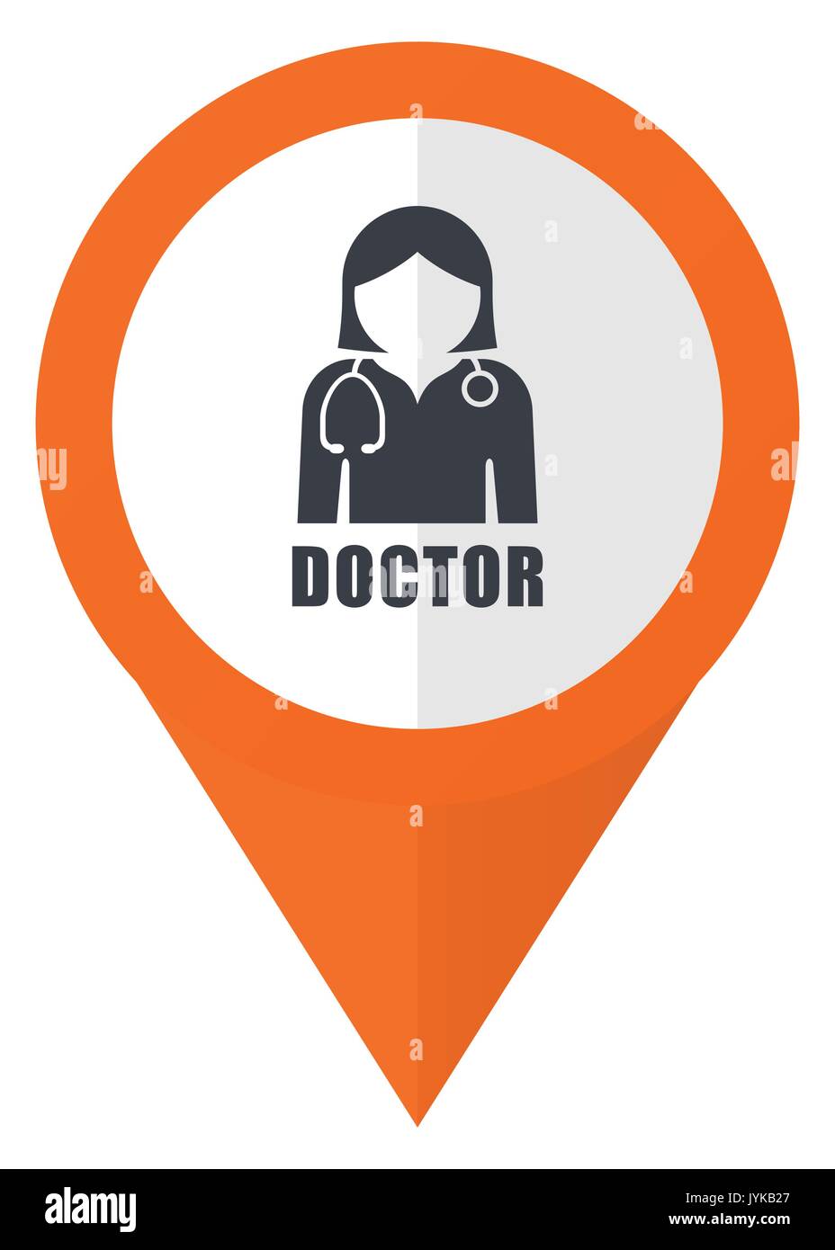 Doctor orange pointer vector icon in eps 10 isolated on white background. Stock Vector