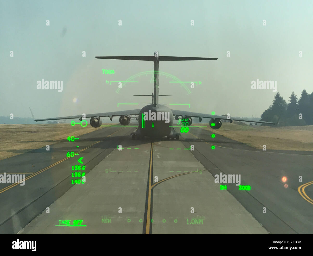 A U.S. Air Force C17 Globemaster III, taxis off the flight line, August 2, 2017, at Joint Base