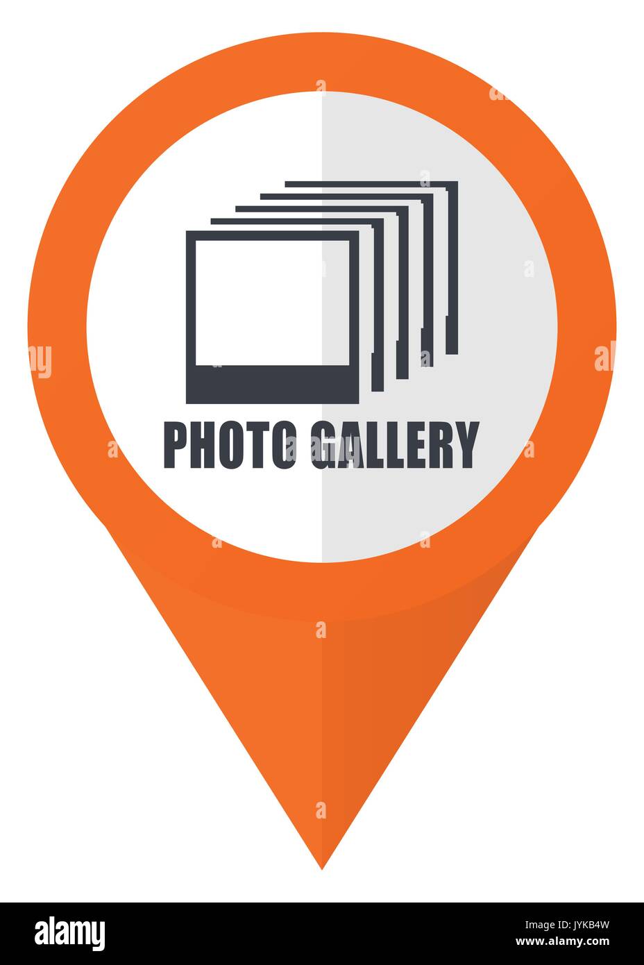 Photo gallery orange pointer vector icon in eps 10 isolated on white background. Stock Vector