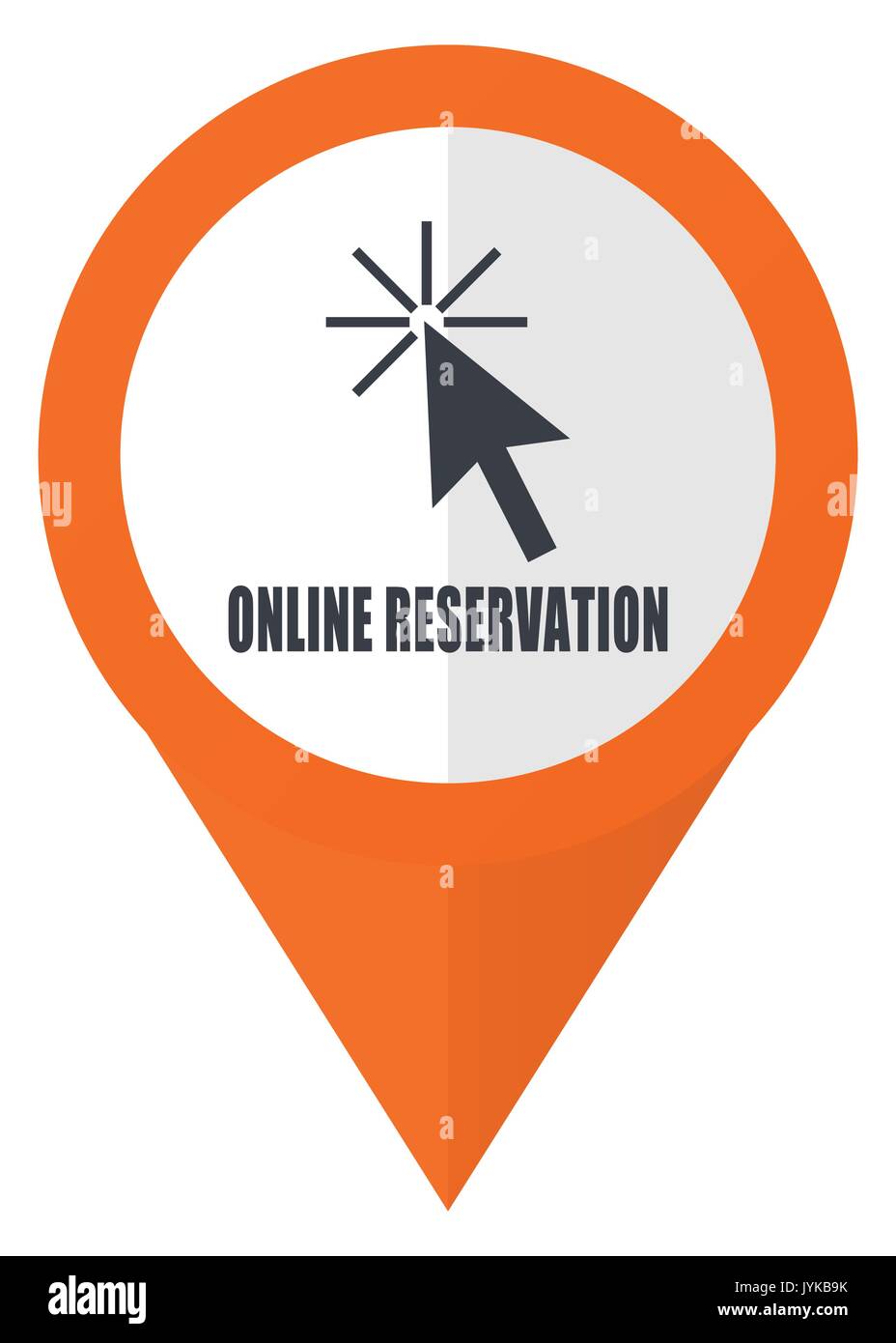 Online reservation orange pointer vector icon in eps 10 isolated on white background. Stock Vector
