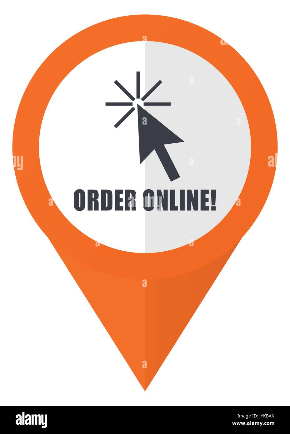 Order online orange pointer vector icon in eps 10 isolated on white background. Stock Vector