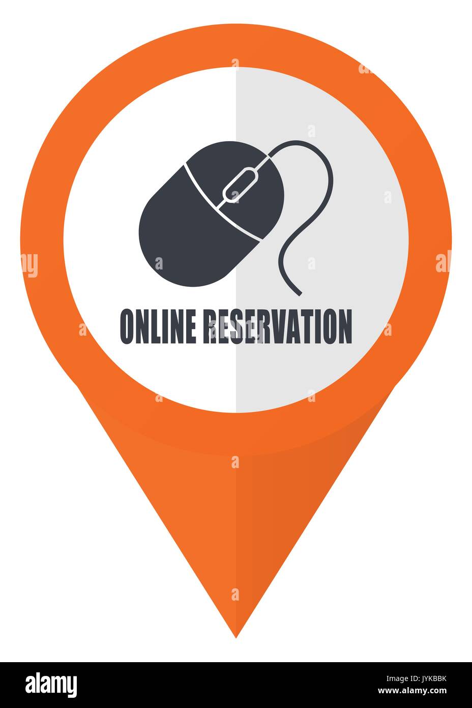 Online reservation orange pointer vector icon in eps 10 isolated on white background. Stock Vector