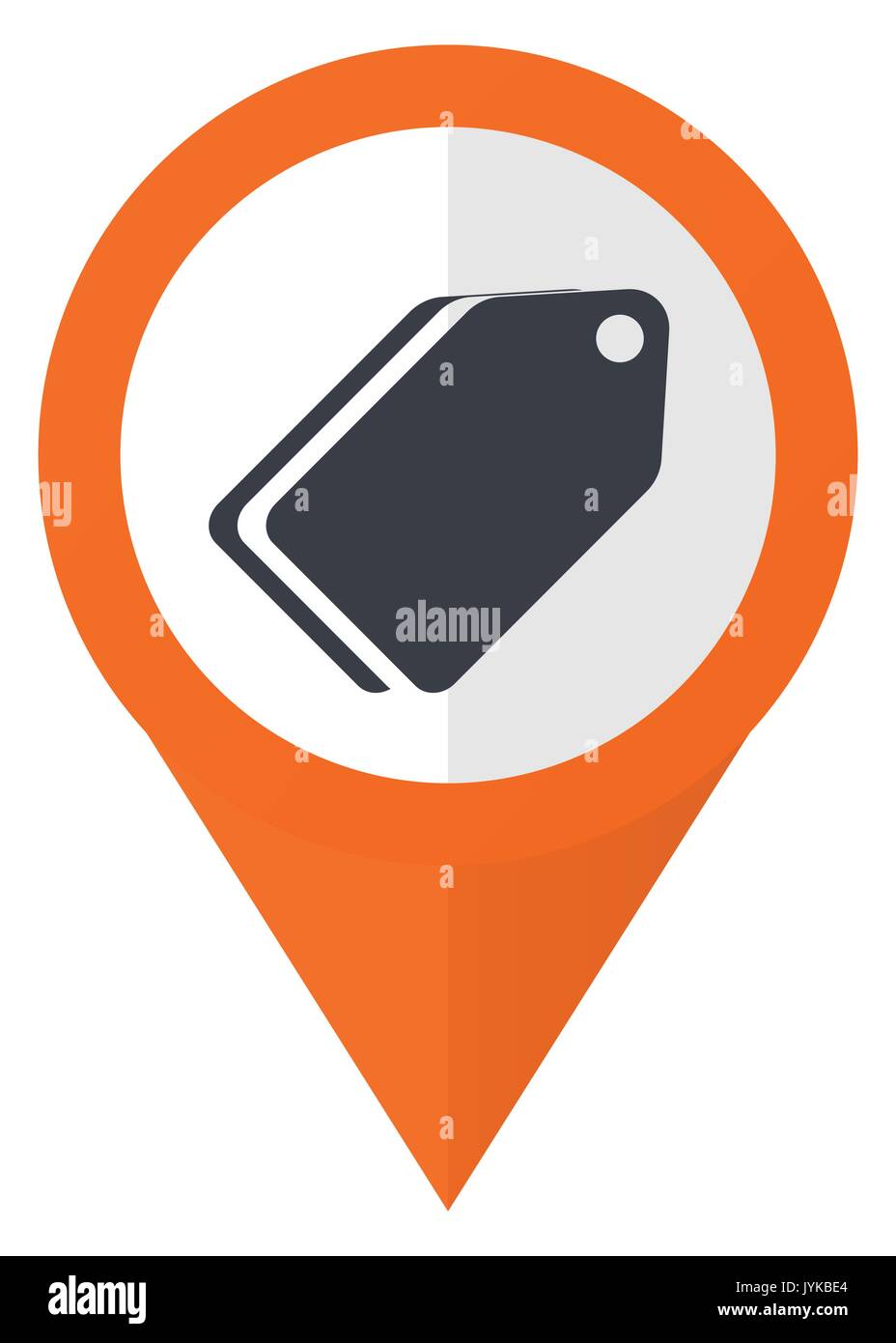 Label ticket orange pointer vector icon in eps 10 isolated on white background. Stock Vector