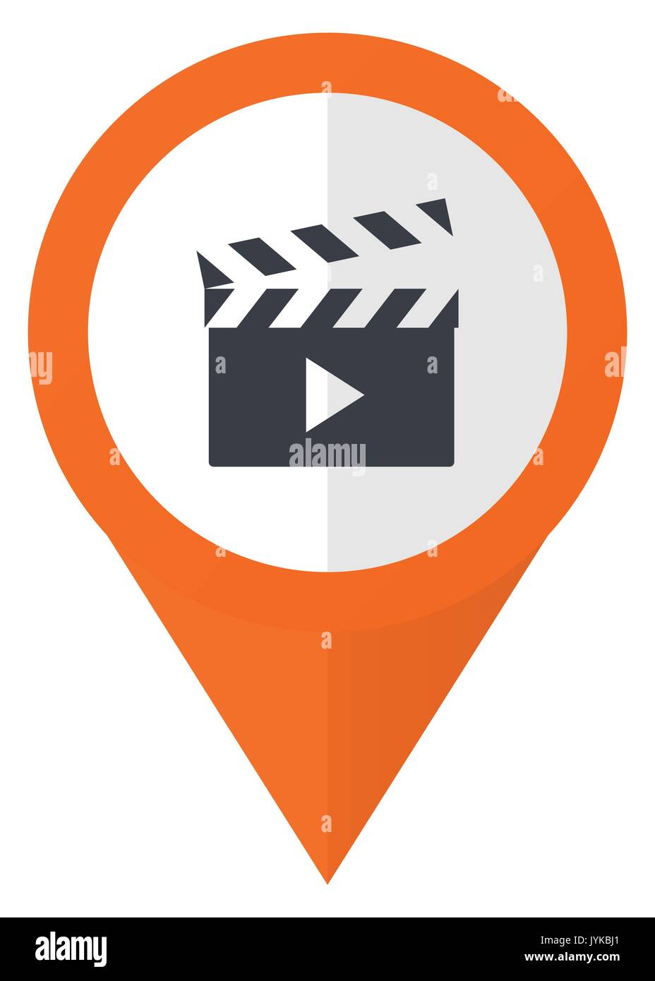 Video orange pointer vector icon in eps 10 isolated on white background. Stock Vector