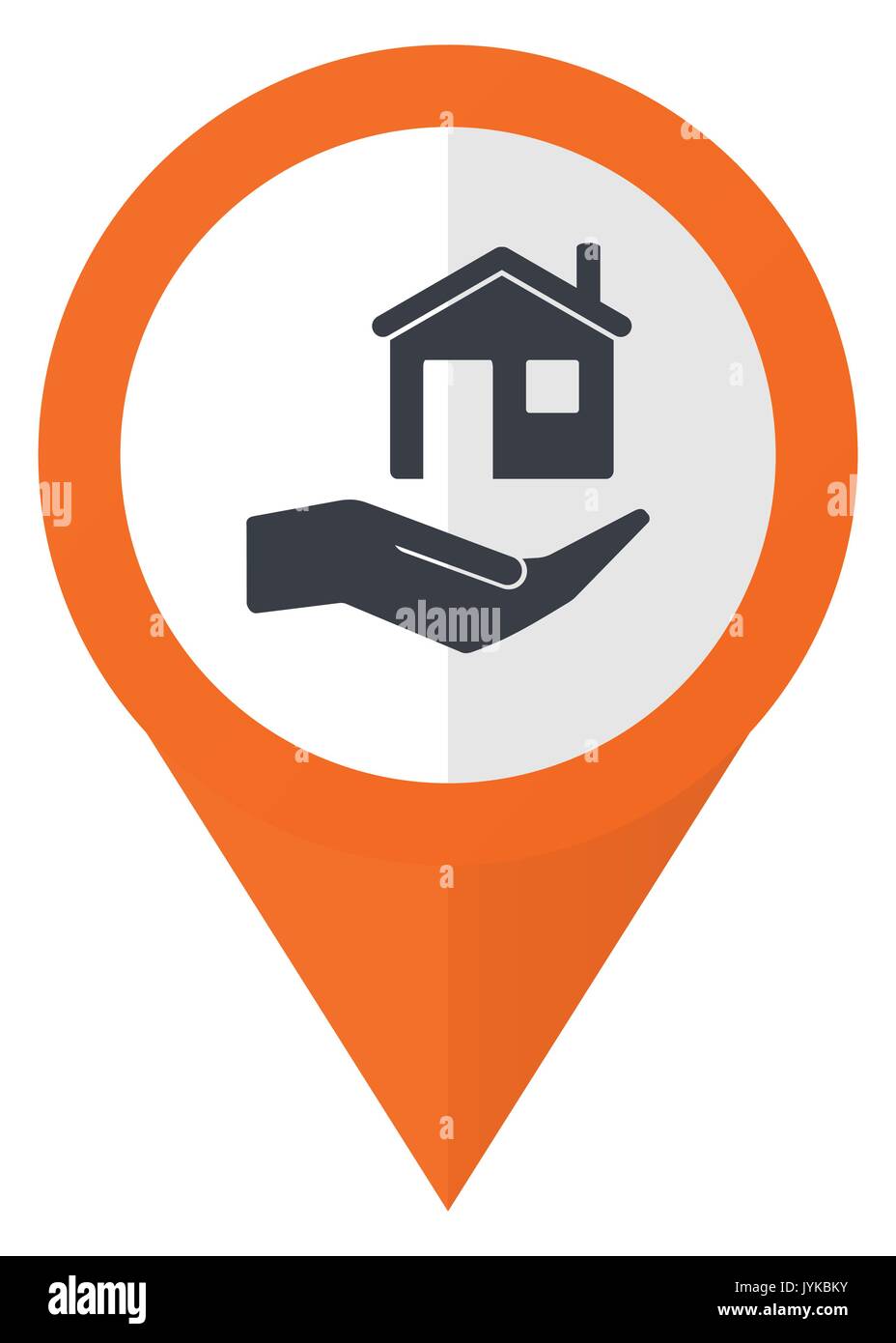 House care orange pointer vector icon in eps 10 isolated on white background. Stock Vector