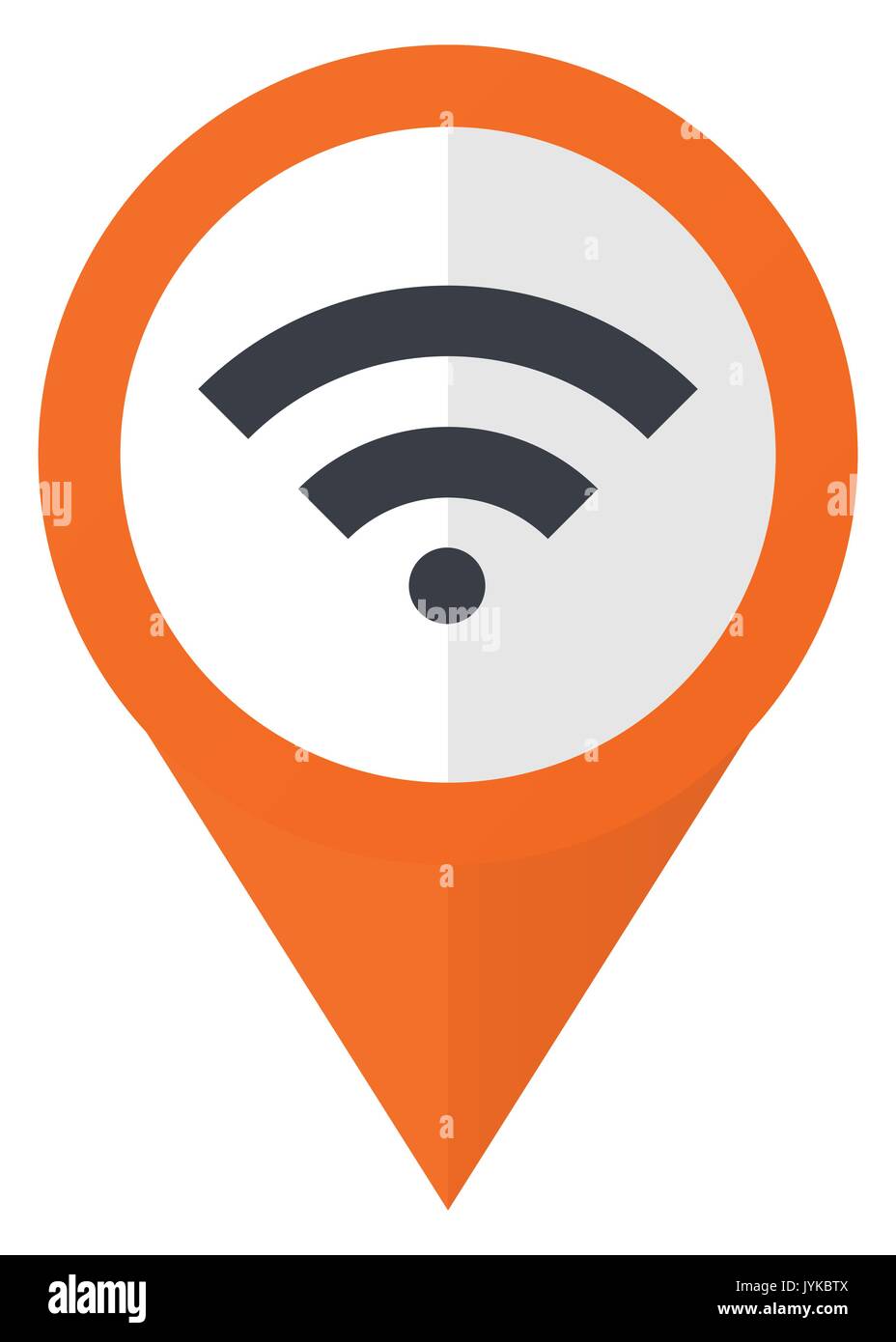 Wireless orange pointer vector icon in eps 10 isolated on white background. Stock Vector