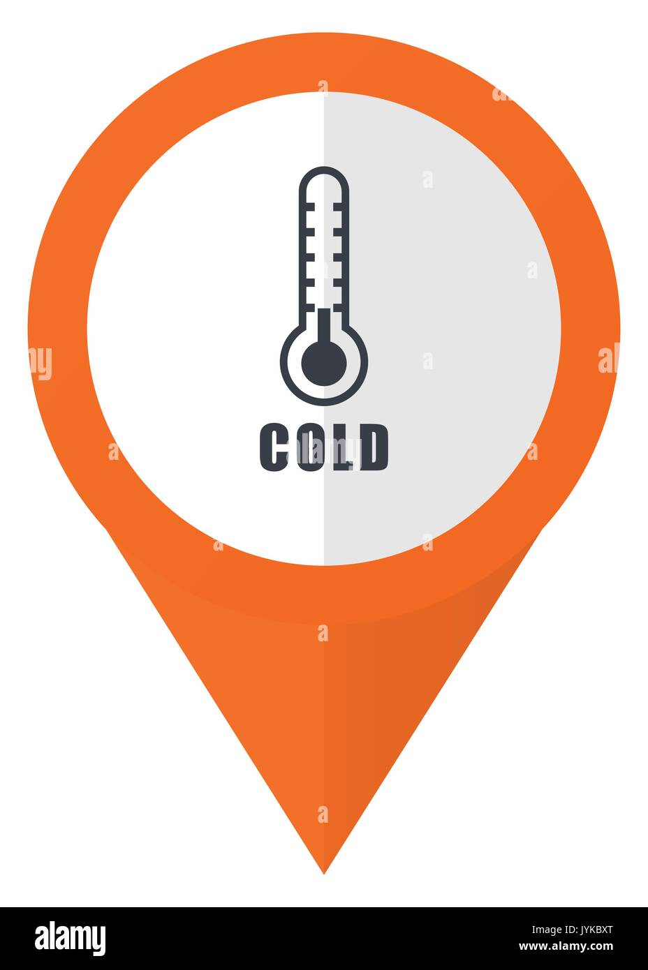Cold thermometer orange pointer vector icon in eps 10 isolated on white background. Stock Vector