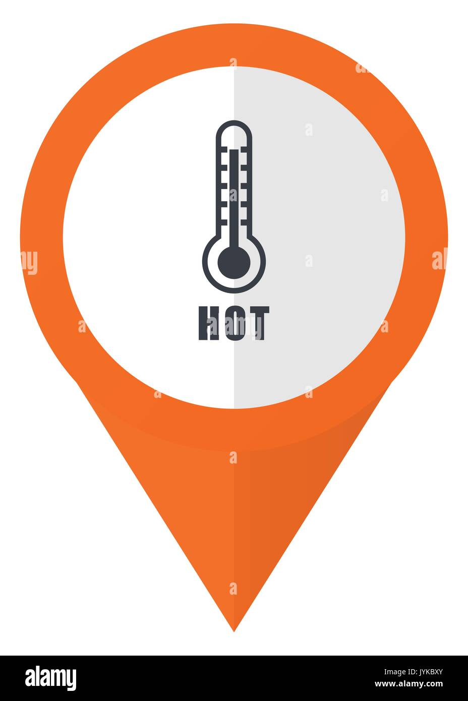 Hot temperature orange pointer vector icon in eps 10 isolated on white background. Stock Vector