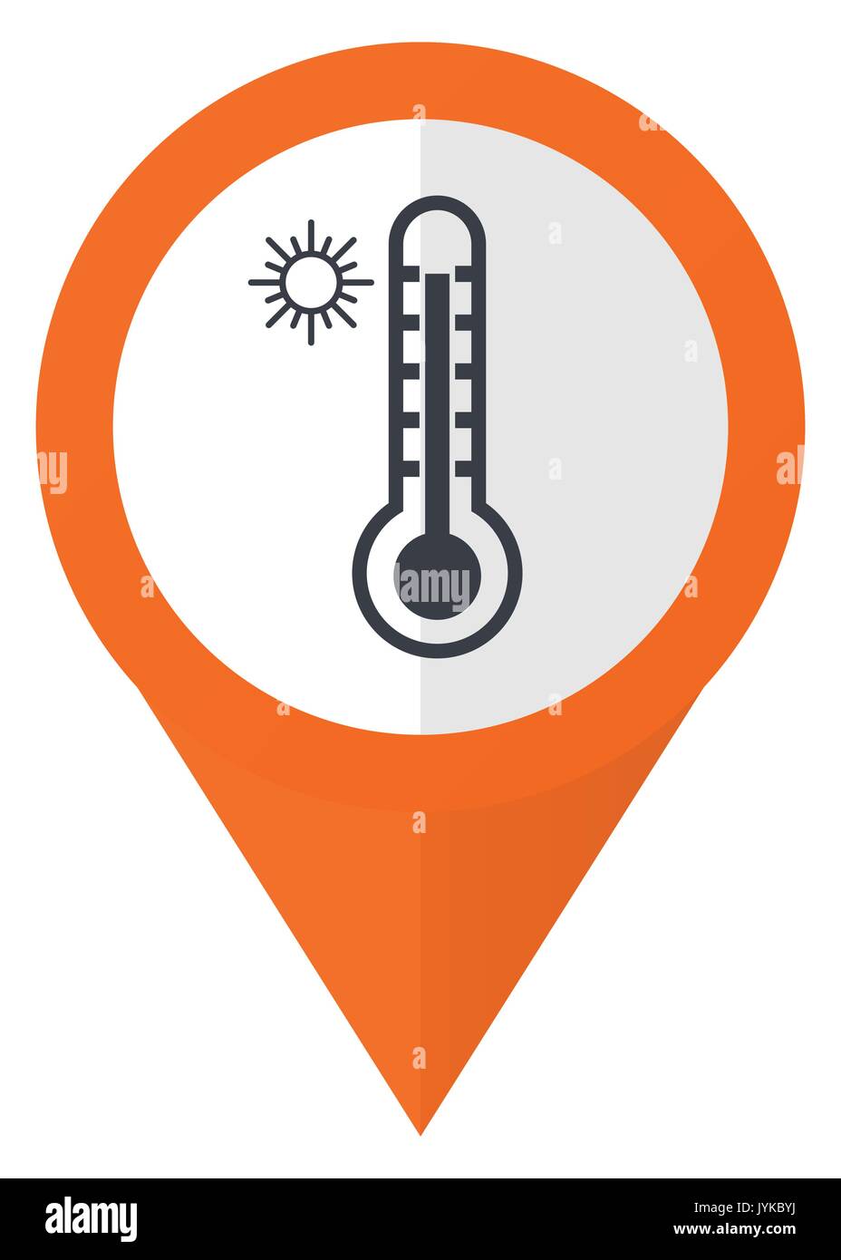 Hot temperature orange pointer vector icon in eps 10 isolated on white background. Stock Vector