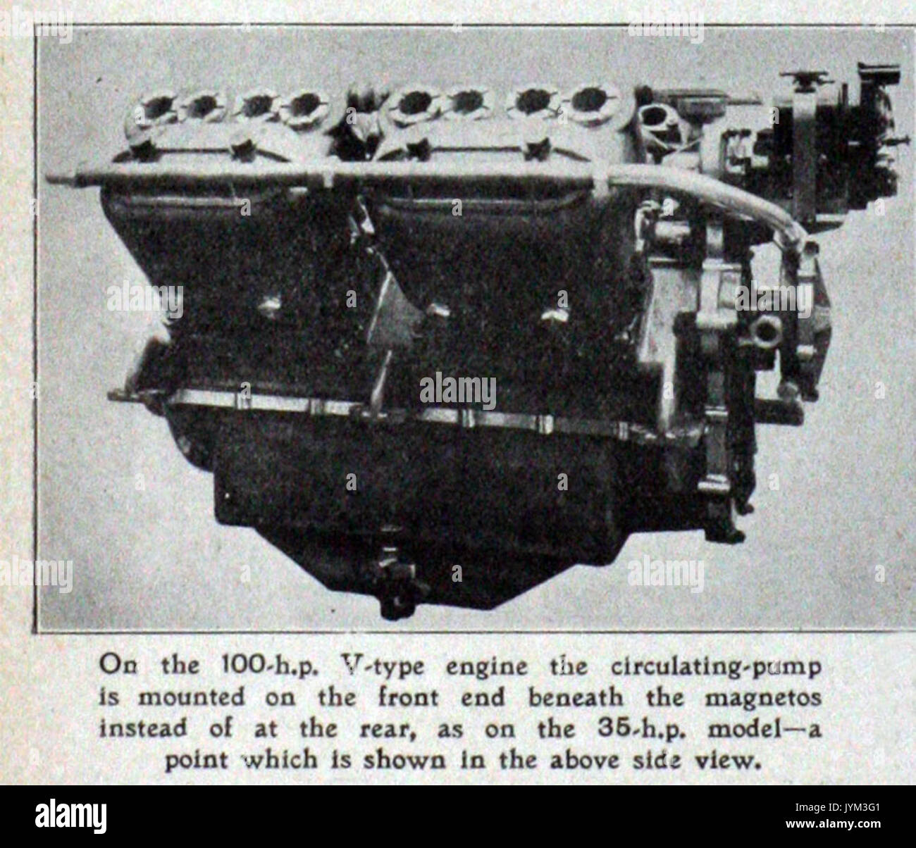 1909 De Dion Bouton 100 HP V 8 cylinder engine, side view Stock Photo ...
