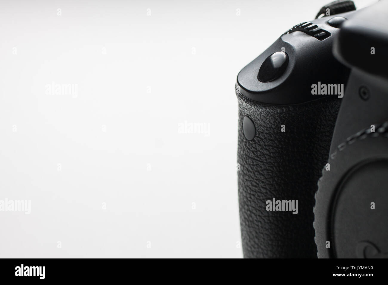 closeup of a dslr shutter release button on isolated background Stock