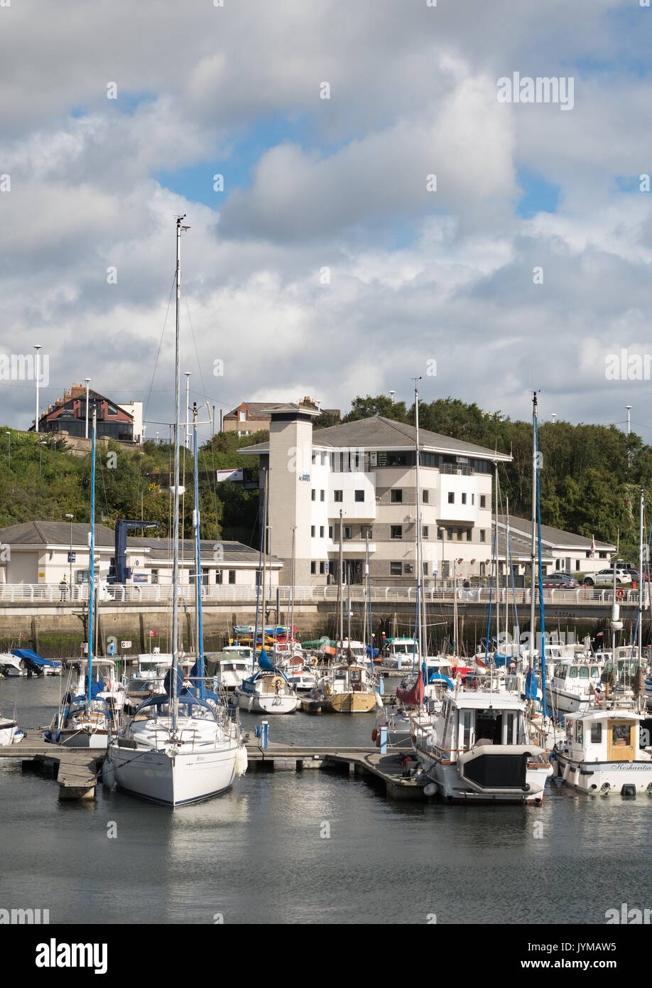 Yachts moored within Roker Marina and the Marine Activities Centre