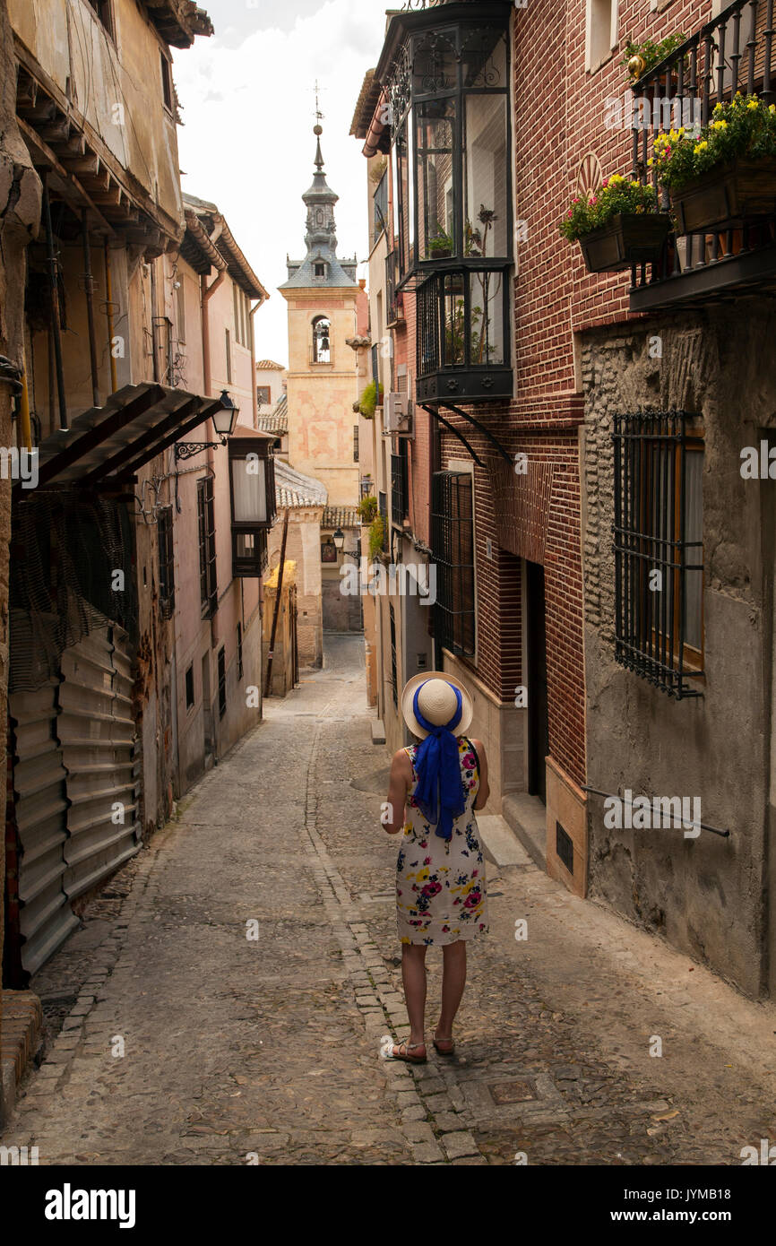 Street scene from the medieval city of Toledo in the Castilla-L-Mancha region of Spain Stock Photo