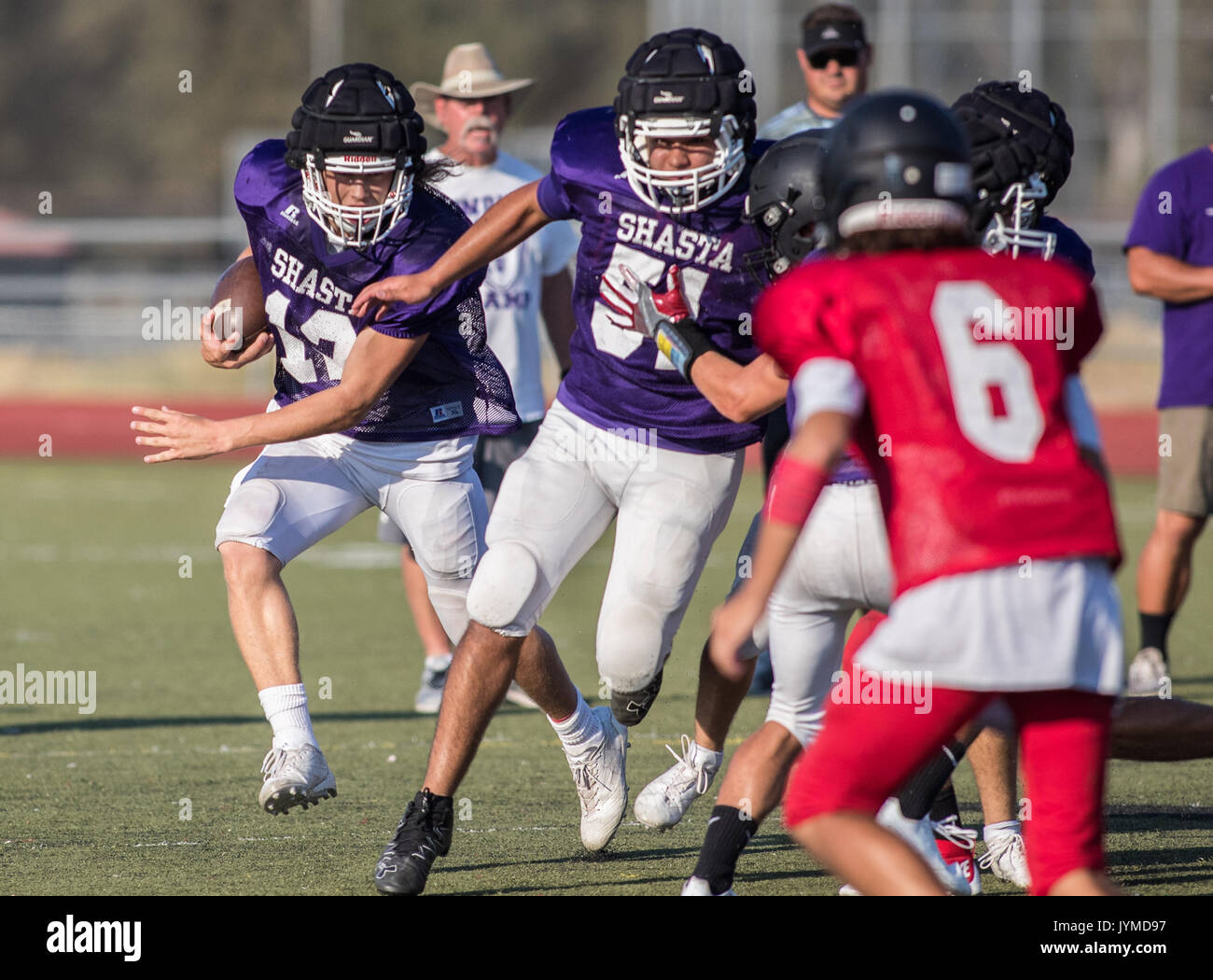 Football action with Shasta vs. Foothill High School in Palo Cedro
