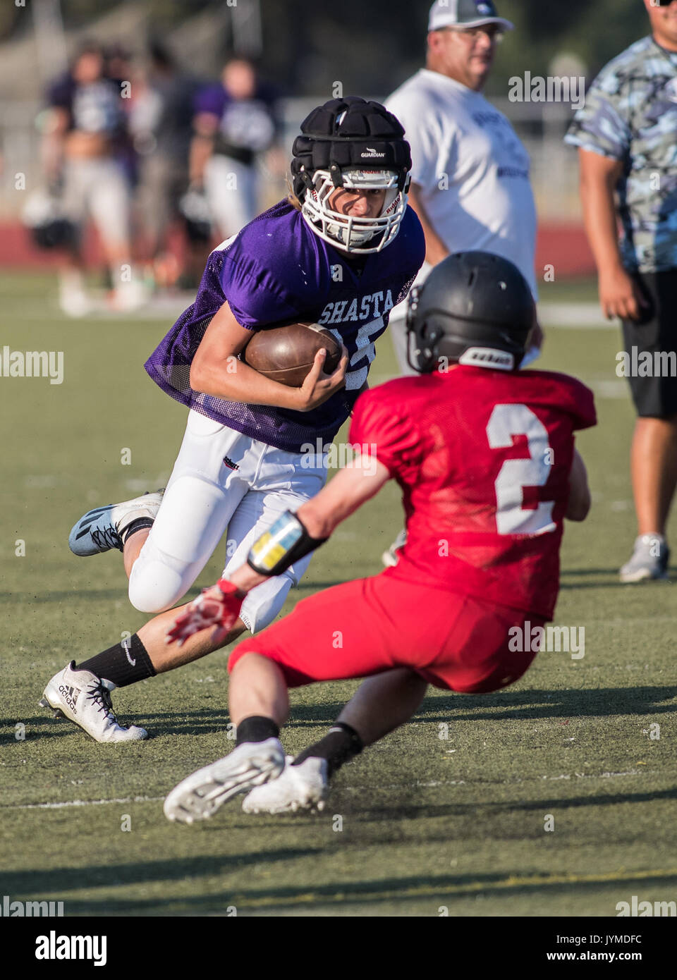 Football action with Shasta vs. Foothill High School in Palo Cedro