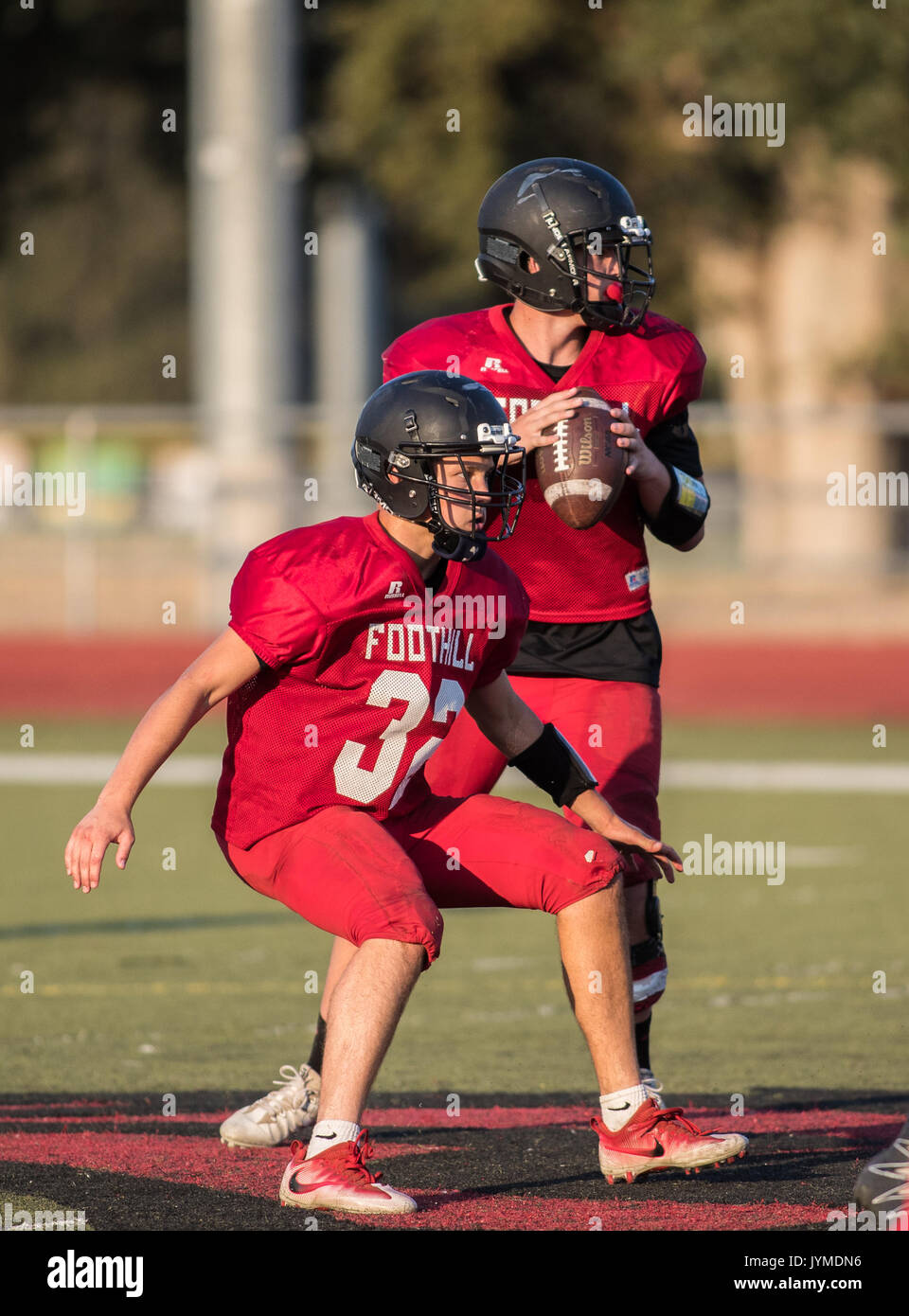 Football action with Shasta vs. Foothill High School in Palo Cedro