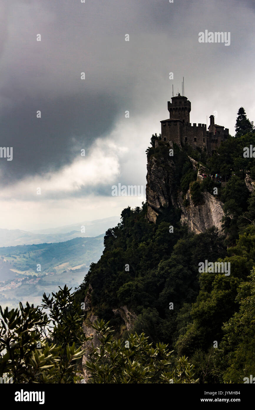 Guaita fortress bell tower in San Marino on Mount Titano Stock Photo