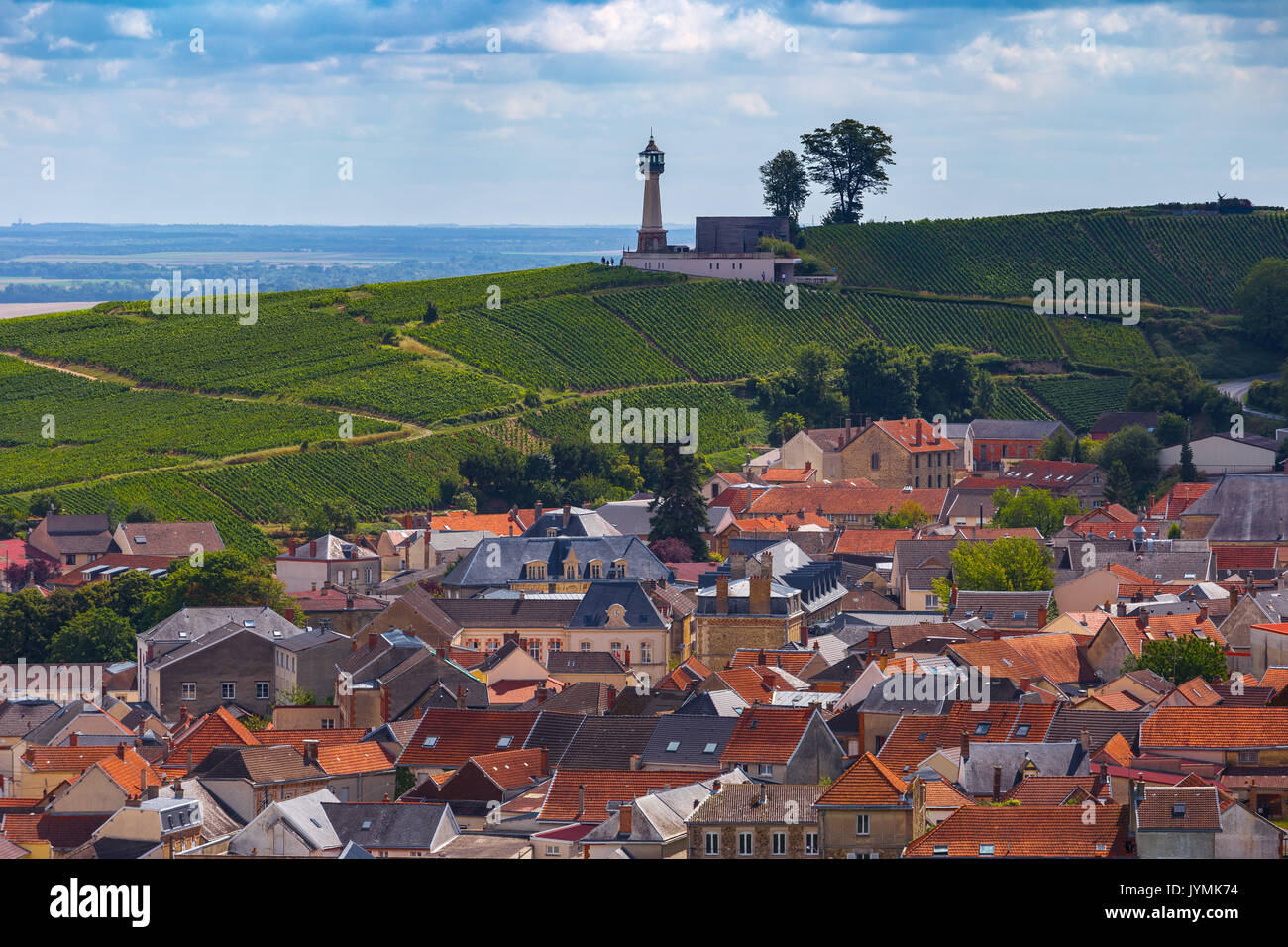 Le Phare Lighthouse Seen Above Red Rooftops Of And Green Vineyards Of 