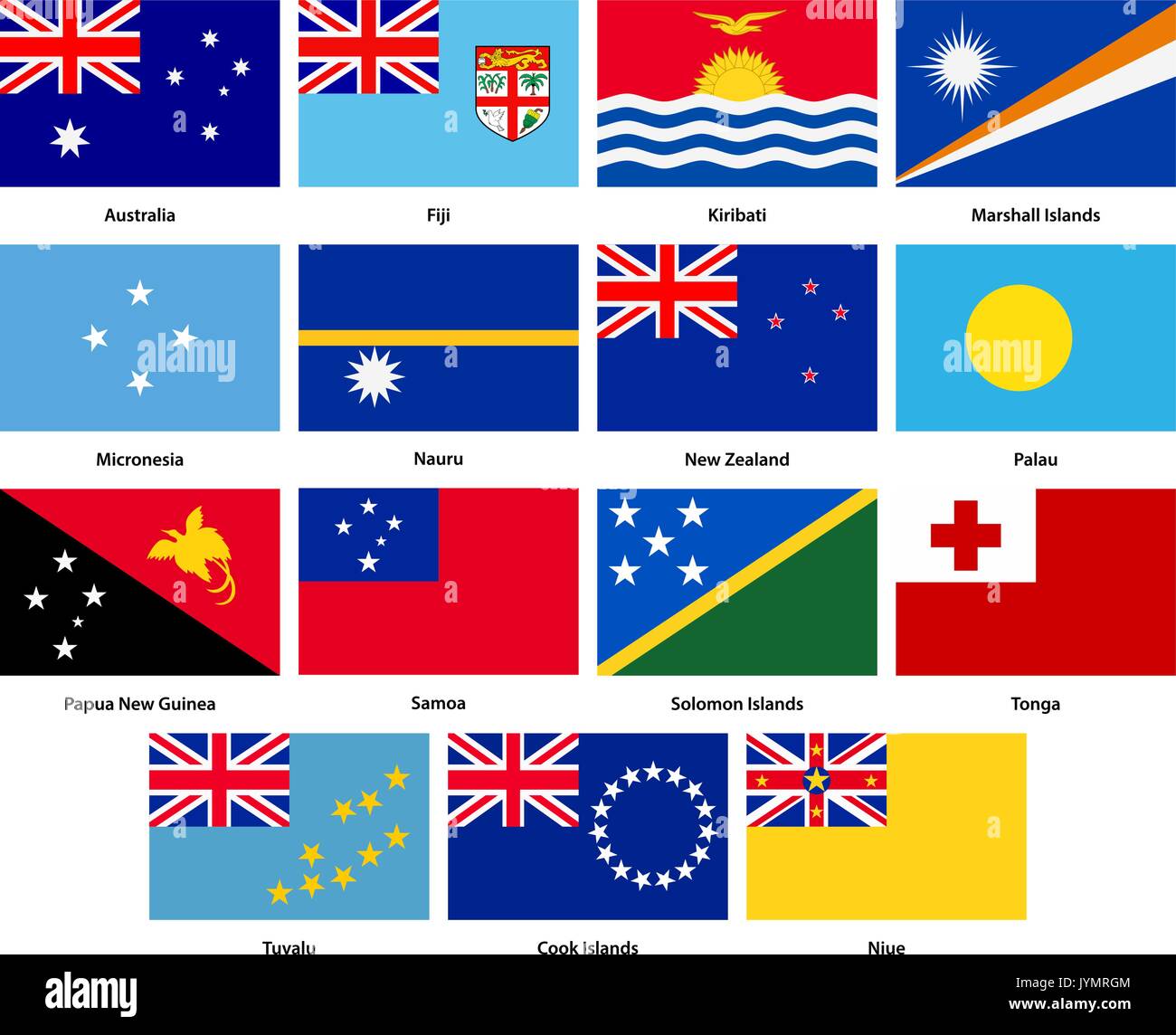 oceania country flags