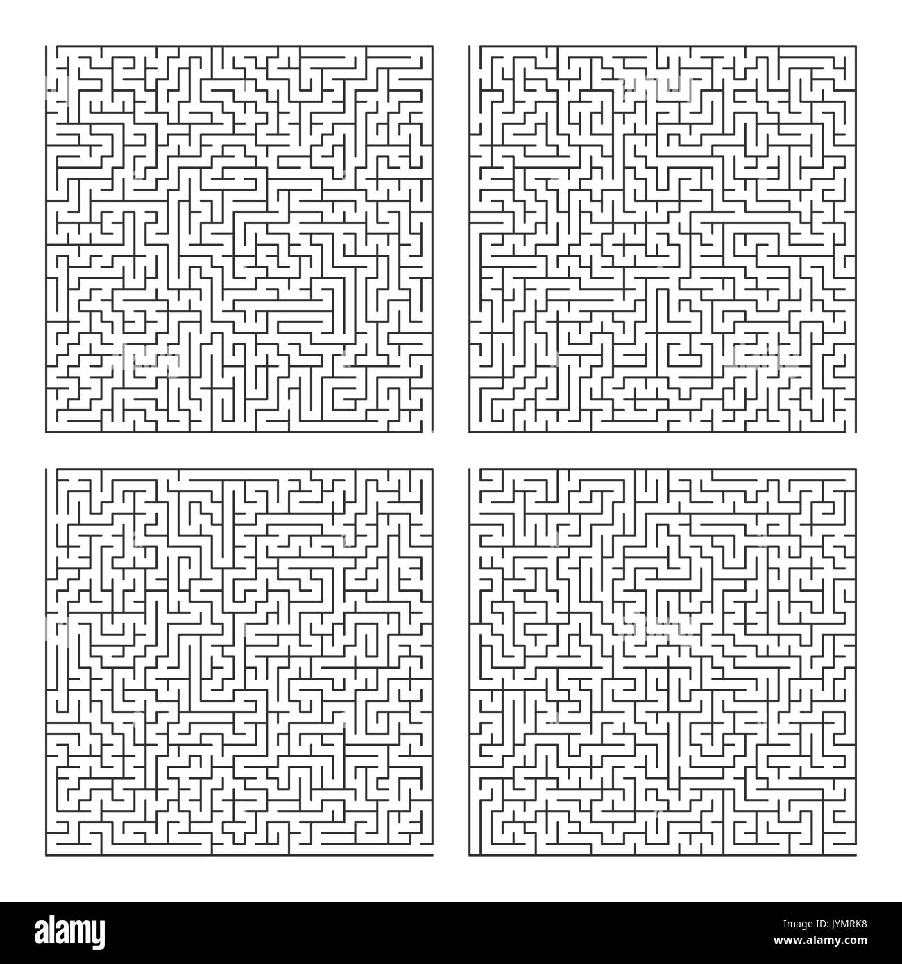 Square Labyrinth template. Maze puzzle game vector pattern Stock Vector
